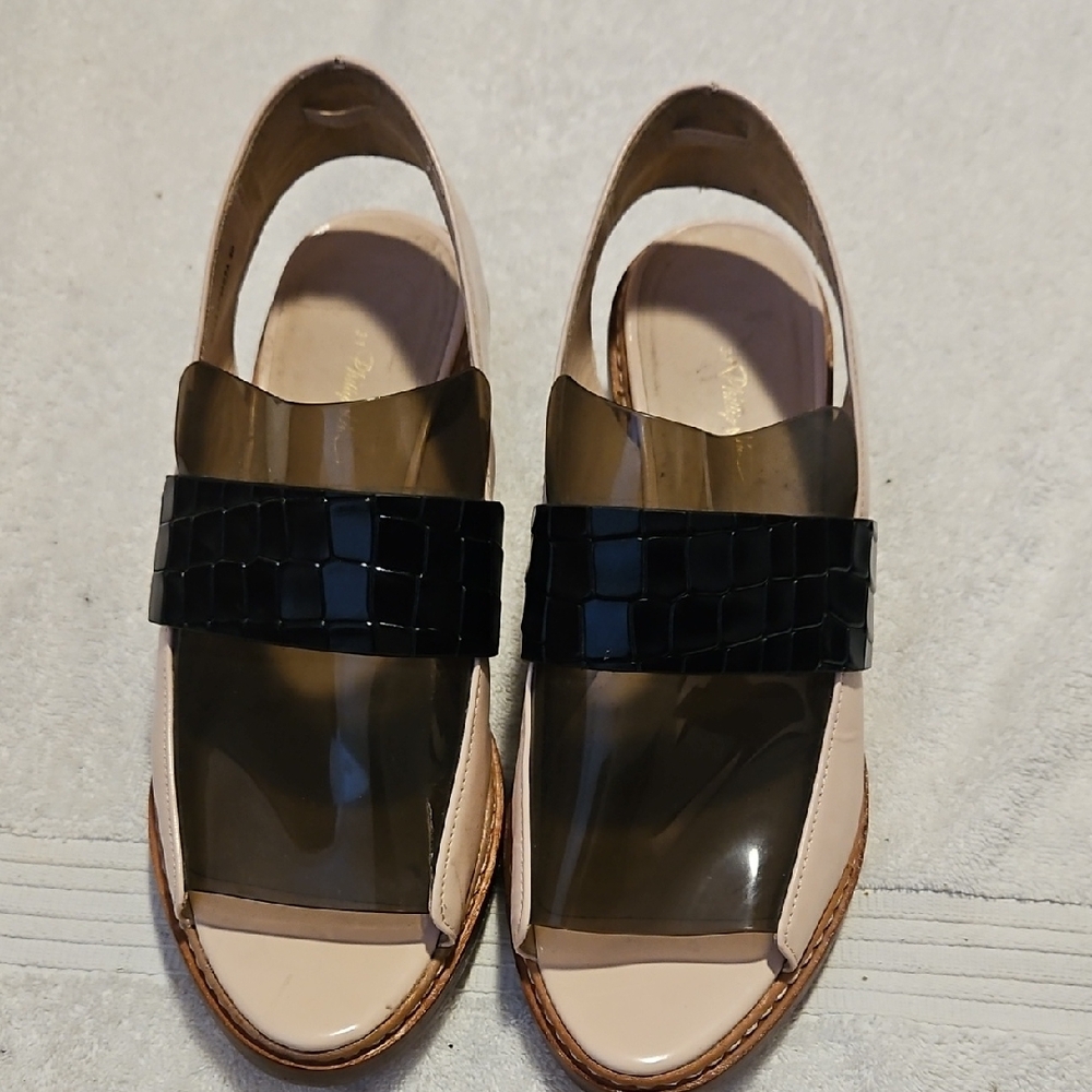 3.1 Phillip Lim Beige and Black Transparent Slingback Mules